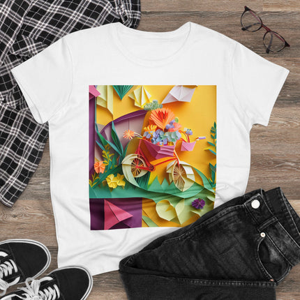 Origami Bicycle Women's Midweight Cotton Tee