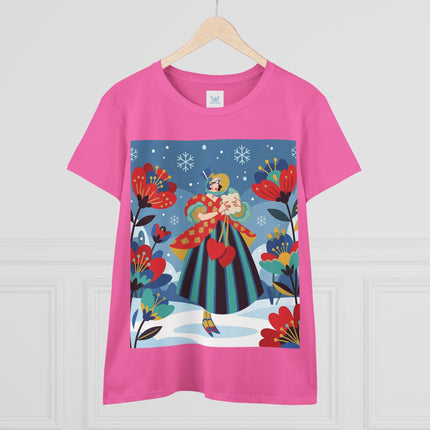 ❤️❄️ The Winter Heart Messenger Cotton Tee – Art Deco Winter Enchantment