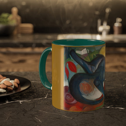 Two Cats, Blue and Yellow by Franz Marc Colorful Mugs, 11oz