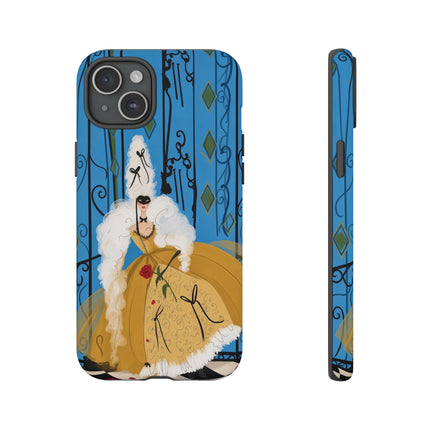 🎭🌹 The Lady At The Masquerade Gates Phone Case – Art Deco Fashion Illustration