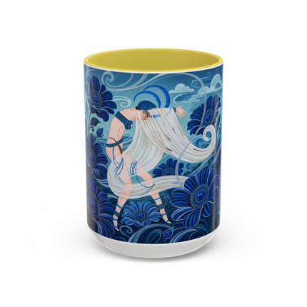 💙🌸 The Sapphire Wind Dancer Colorful Mug – Art Deco Floral Fantasy
