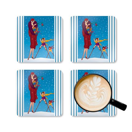 Snowfall & Couture Corkwood Coaster Set
