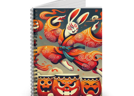 Jack-O’-Lantern Drums & The Kabuki Rabbit Spiral Notebook - Ruled Line