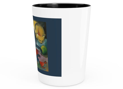 Two Cats, Blue and Yellow by Franz Marc Ceramic Shot Glass