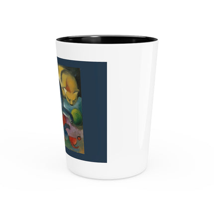 Two Cats, Blue and Yellow by Franz Marc Ceramic Shot Glass