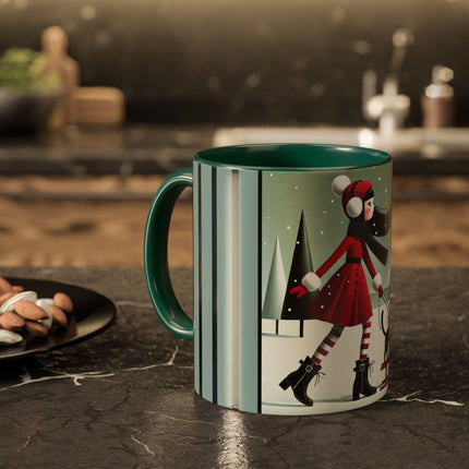 Red Sled & Curious Cats Colorful Mugs (11oz, 15oz)