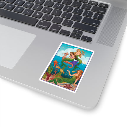 Three Mermaids with Strings of Pearls by Carlo Chiostri Kiss-Cut Stickers (4 Sizes)