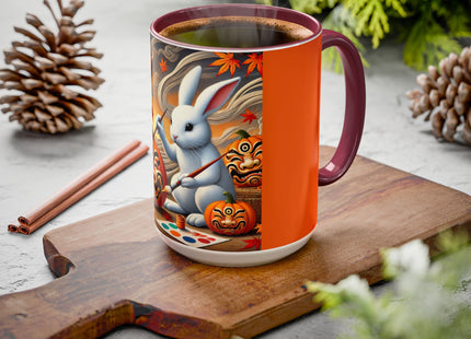 Halloween Rabbit’s Kabuki Jack-o’-Lanterns Colorful Mugs (11oz, 15oz)