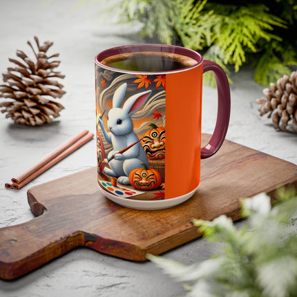 Halloween Rabbit’s Kabuki Jack-o’-Lanterns Colorful Mugs (11oz, 15oz)