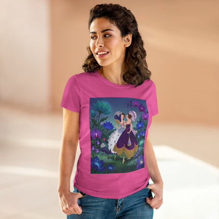 💜🌸 The Ladies Of The Enchanted Garden Cotton Tee – Art Deco Fashion Illustration