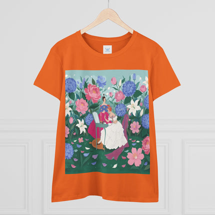 💎🌸 The Lady Of The Jeweled Garden Cotton Tee – Art Deco Floral Elegance