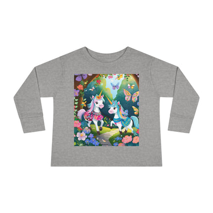 Baby Unicorns and Fluttering Butterflies Toddler Long Sleeve Tee