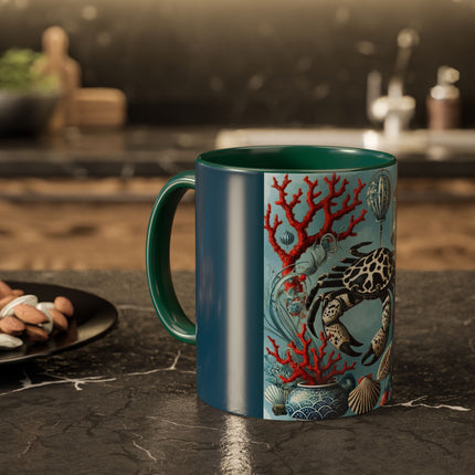 Spotted Crab & Pagoda Colorful Mug – Mystical Ocean & Asian Harmony