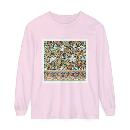 Art Nouveau Geranium Flower Garment-dyed Long Sleeve T-Shirt