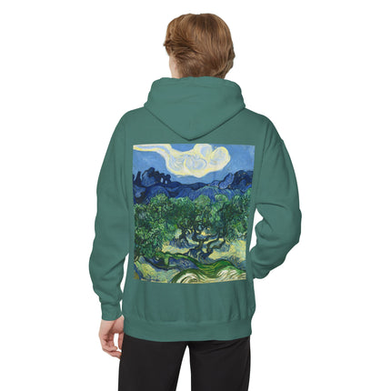 Olive Trees by Vincent Van Gogh Unisex Garment-Dyed Hoodie