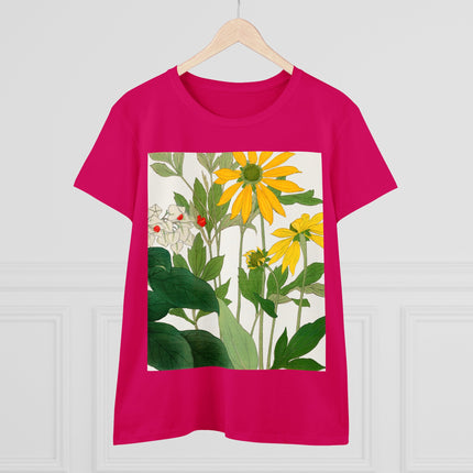 Clerodendrum & Rudbeckia Flower by Tanigami Kônan Women's Midweight Cotton Tee