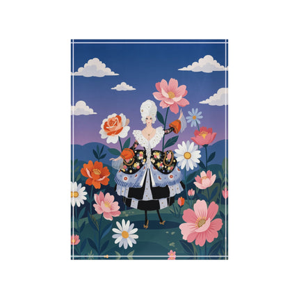 🌸👑 The Lady Of The Grand Flower Promenade Acrylic Art Block – Art Deco Floral Elegance