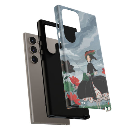 🌧️🌺 The Stormy Flower Walk Phone Case – Art Deco Floral Fashion
