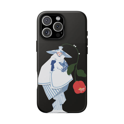Blue & White Porcelain Geisha Phone Case – Elegant Mystery & Floral Grace
