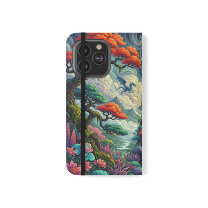 Mystic Guardian of the Sky Flip Case – Warrior Fairy & Turquoise Dragon
