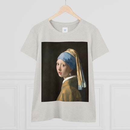 Girl with a Pearl Earring by Johannes Vermeer Women's Midweight Cotton Tee
