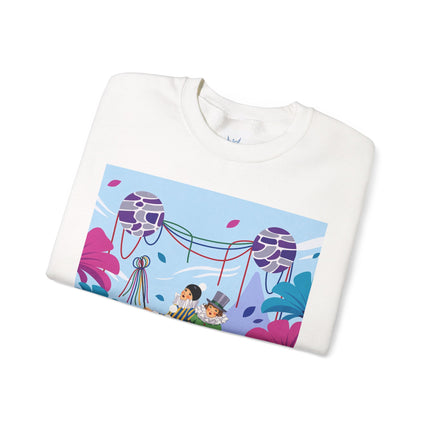 🎭🌸 The Garden Masquerade Crewneck Sweatshirt – Art Deco Floral Whimsy