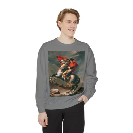 Napoleon Crossing the Alps by Jacques-Louis David Unisex Garment-Dyed Sweatshirt