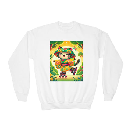 Firefly Dance on Wheels Youth Crewneck Sweatshirt – Motion, Magic & Playful Energy