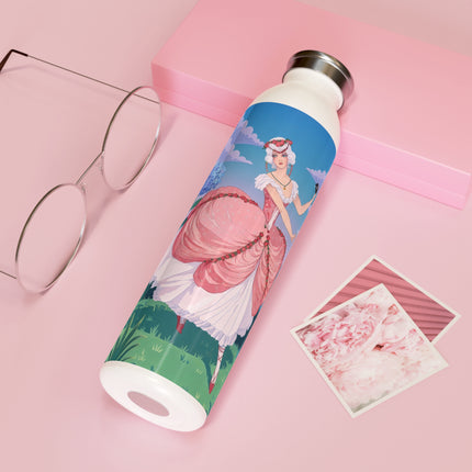 🌸🎭 The Rose Garden Masquerade Slim Water Bottle – Art Deco Floral Elegance