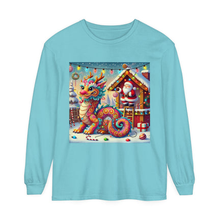 Playful Dragon's Christmas Unisex Garment-dyed Long Sleeve T-Shirt
