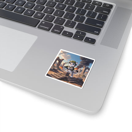 🐆🔭 The Snow Leopard Lookout Kiss-Cut Sticker – Adventure, Curiosity & Fearless Style
