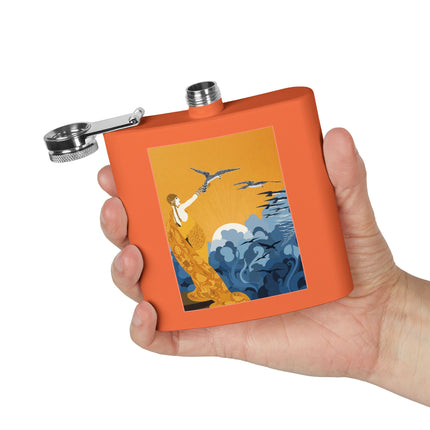 Falcon Mistress Stainless Steel Flask – Art Deco Majesty & Mythic Freedom