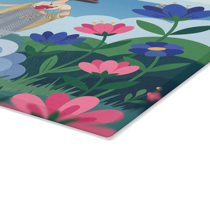 🌸🎀 The Lady Of The Rose Garden Glass Cutting Board – Art Deco Floral Fashion Elegance