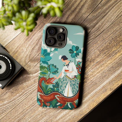 🐉🌿 The Dragon Keeper Phone Case – Art Deco Floral Fantasy