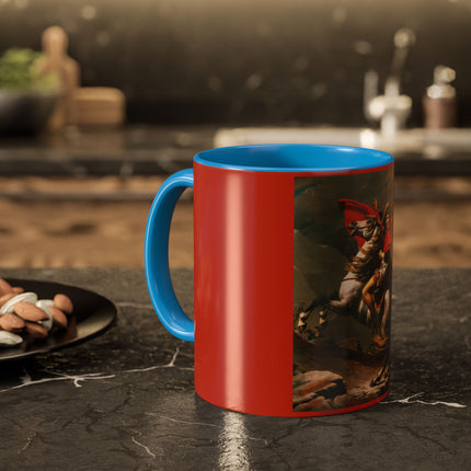 Napoleon Crossing the Alps by Jacques-Louis David Colorful Mugs (11oz, 15oz)