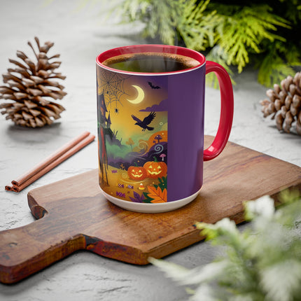 🌙🎃 The Scarecrow Of Haunted Hollow Colorful Mug – Whimsical Halloween Mystery