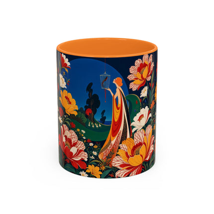 🌺🐦 The Enchanted Birdcage Garden Colorful Mug – Art Deco Floral Fantasy