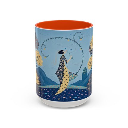 🌼🦋 The Enchanted Butterfly Garden Promenade Colorful Mug – Art Deco Floral Whimsy