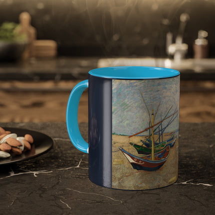 Fishing Boats on the Beach at Saintes-Maries by Vincent Van Gogh Colorful Mugs, 11oz