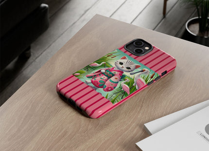 Geisha Kitten Strolls Among the Spoonbills Phone Cases