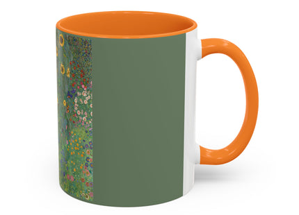 Farm Garden with Sunflowers by Gustav Klimt Colorful Mugs (11oz, 15oz)