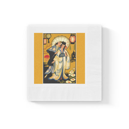Golden Embrace White Coined Napkins