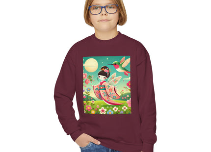 Geisha Fairy and the Hummingbird Blossom Youth Crewneck Sweatshirt