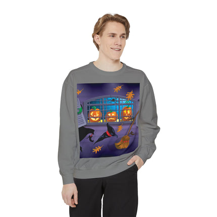 Whimsical Halloween Mischief Unisex Garment-Dyed Sweatshirt