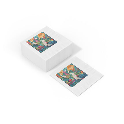 Elegant Egret Oasis White Coined Napkins