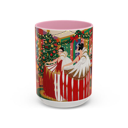 🎄💃 The Christmas Mirror Duet Colorful Mug – Art Deco Holiday Elegance