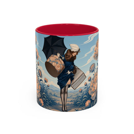☔🌸 The Grand Floral Journey Colorful Mug – Art Deco Travel Elegance