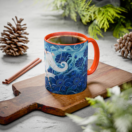 💙🌸 The Sapphire Wind Dancer Colorful Mug – Art Deco Floral Fantasy