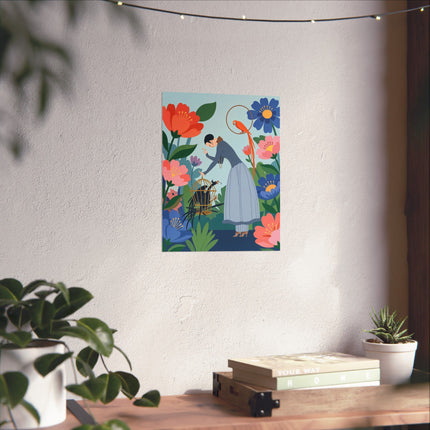 🦜🌺 The Garden Of Curious Birds Matte Vertical Poster – Art Deco Botanical Whimsy