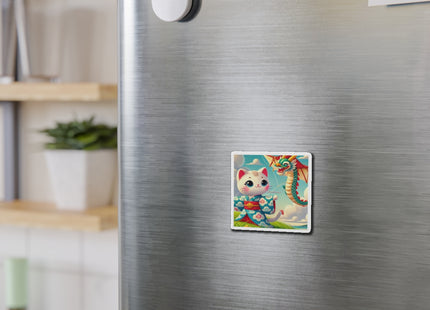 Geisha Kitten and the Dragon Kite Die-Cut Magnets (5 Sizes)